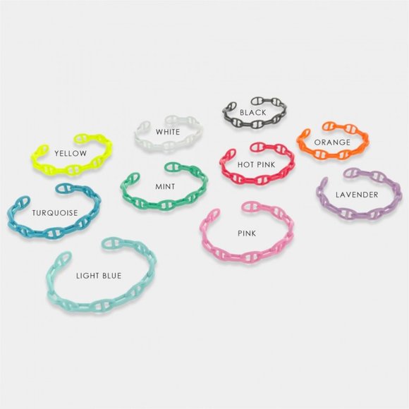 NEW Enamel Pink Mariner Chain Cuff Bracelet - Picture 2 of 11